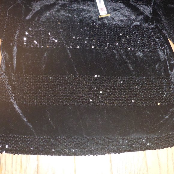 Woman's Scoop Neck Velvet Finish Top w/ Sequin Stripes - Picture 3 of 3
